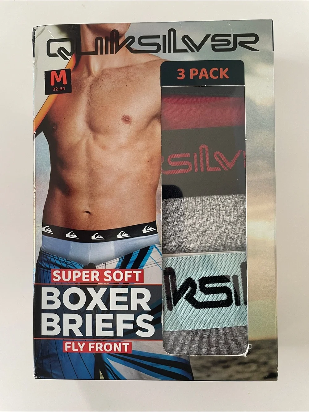 LOT OF 3 New Quiksilver Mens Boxer Briefs 3-Packs Size Medium M 32-34